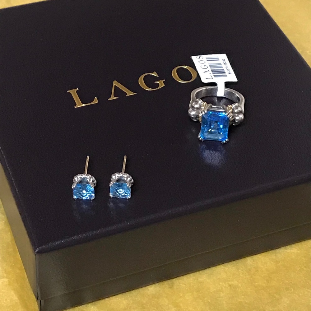 Lagos Blue Topaz Ring&Earrings - Picture 7 of 16